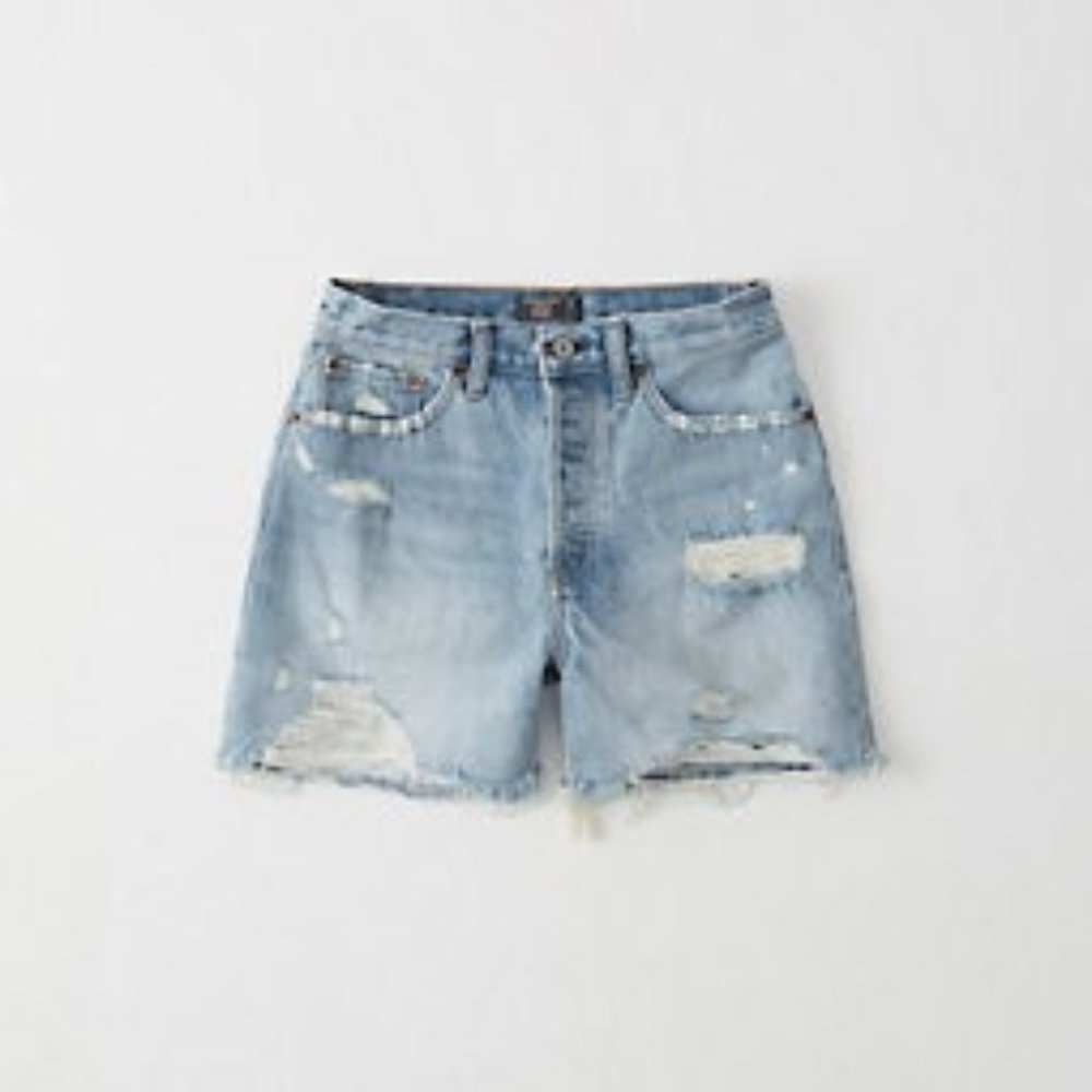 Abercrombie & Fitch High Rise Mid-Length Denim Shorts NWT